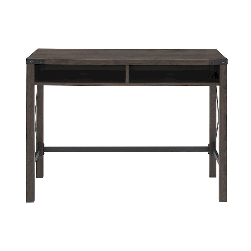 Bureau de style campagnard avec piétement en X en métal