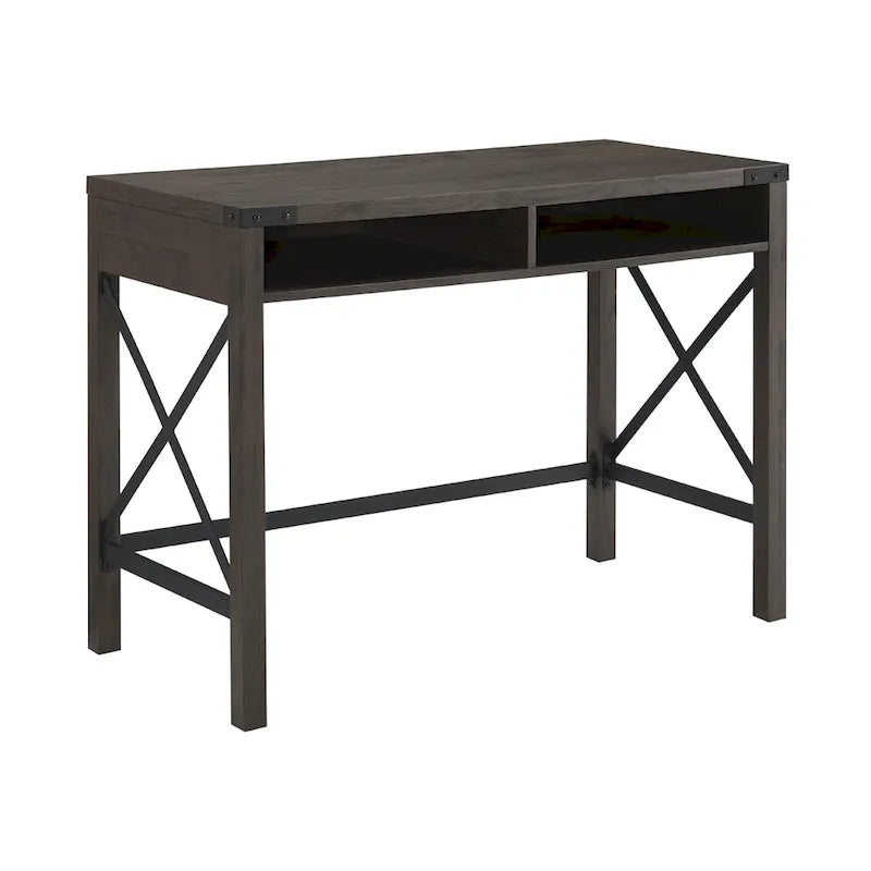 Bureau de style campagnard avec piétement en X en métal
