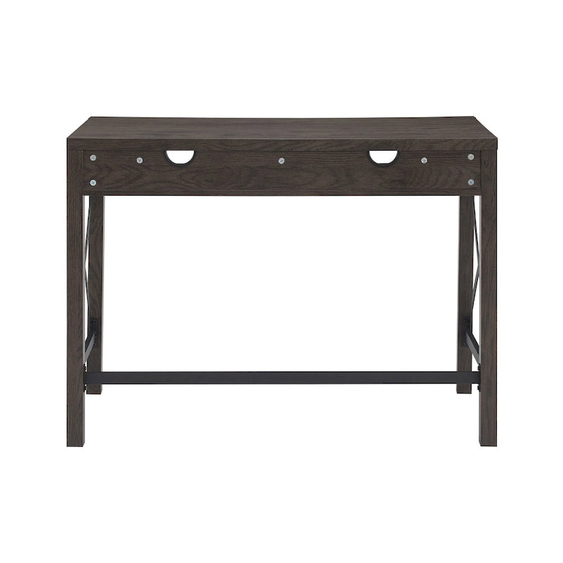 Bureau de style campagnard avec piétement en X en métal