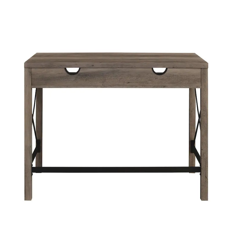Bureau de style campagnard avec piétement en X en métal
