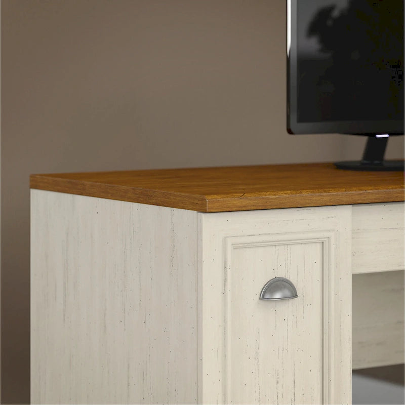 Bureau d'angle avec tiroirs et espace de rangement