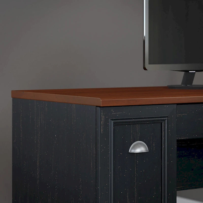 Bureau d'angle avec tiroirs et espace de rangement