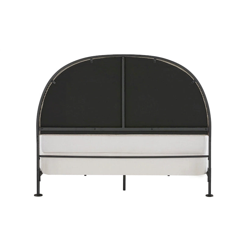 Lit Queen en tissu gris métallique noir