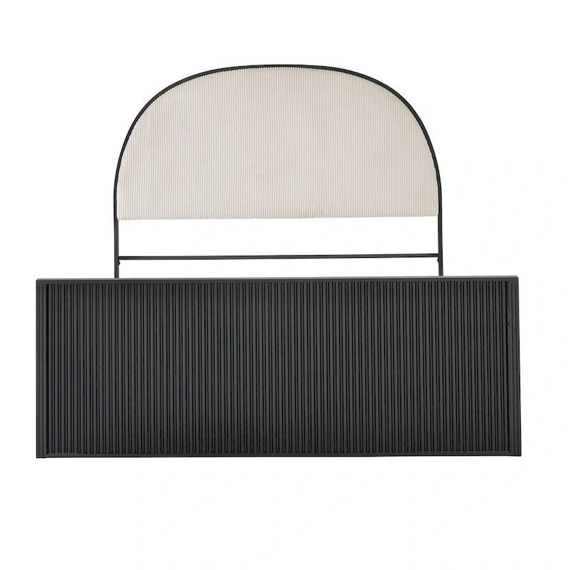 Lit Queen en tissu gris métallique noir