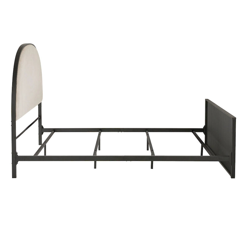 Lit Queen en tissu gris métallique noir
