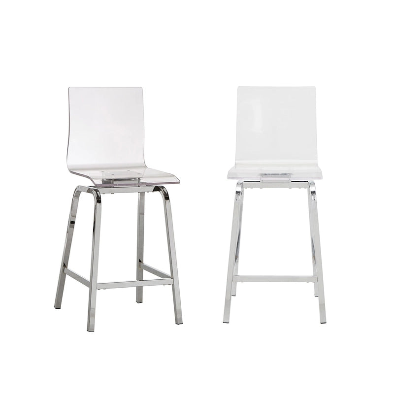 Tabourets hauts pivotants en acrylique à dossier haut