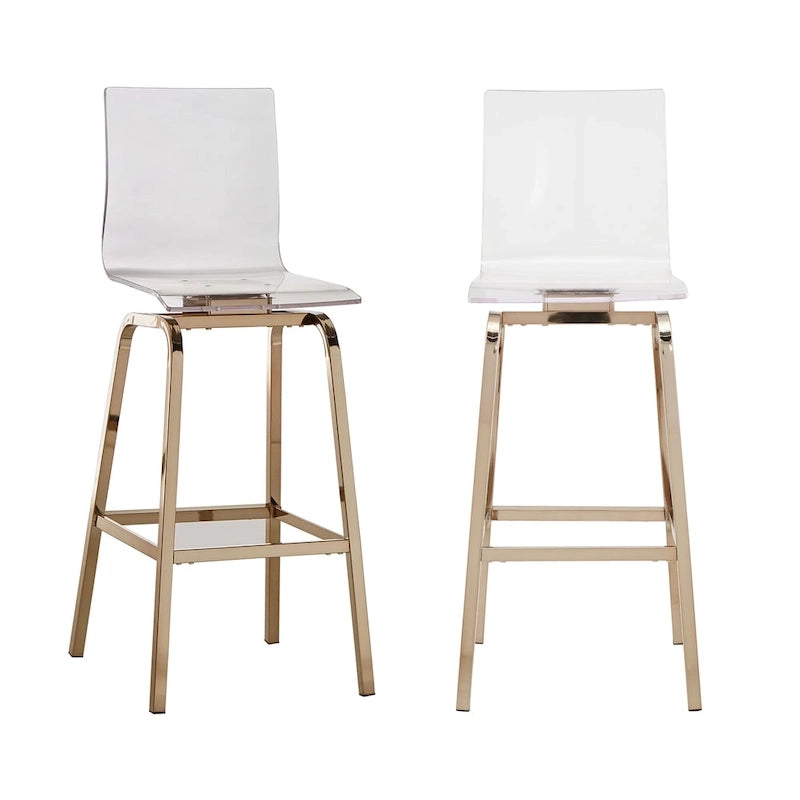 Tabourets hauts pivotants en acrylique à dossier haut