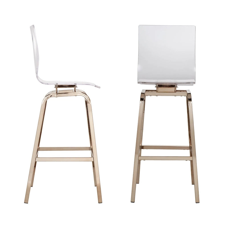 Tabourets hauts pivotants en acrylique à dossier haut