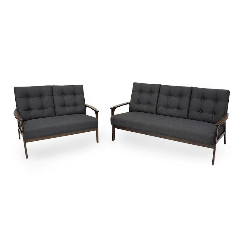 Ensemble de canapés deux pièces en tissu de style Mid-Century