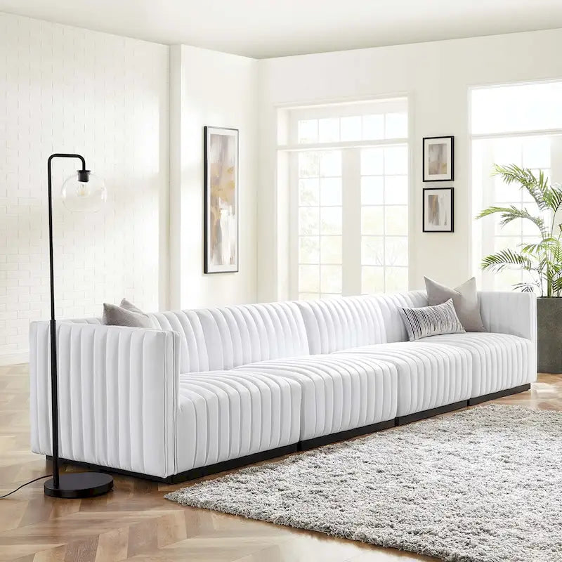 Canapé (revêtu de tissu avec capitonnage vertical)