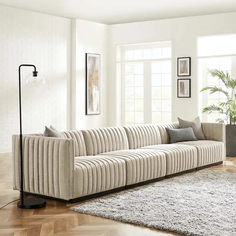 Canapé (revêtu de tissu avec capitonnage vertical)