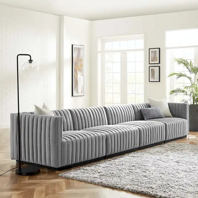 Canapé (revêtu de tissu avec capitonnage vertical)
