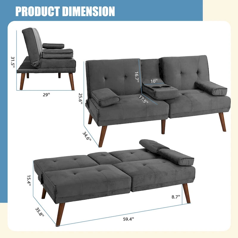 Petit Loveseat, Canapé-lit convertible 3 en 1 mignon