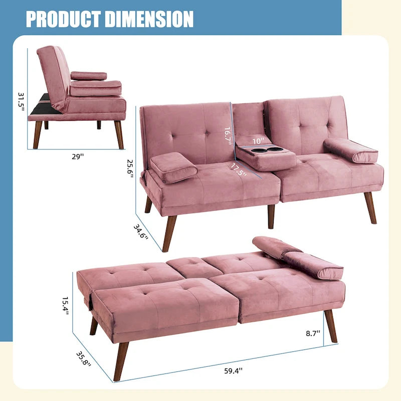 Petit Loveseat, Canapé-lit convertible 3 en 1 mignon