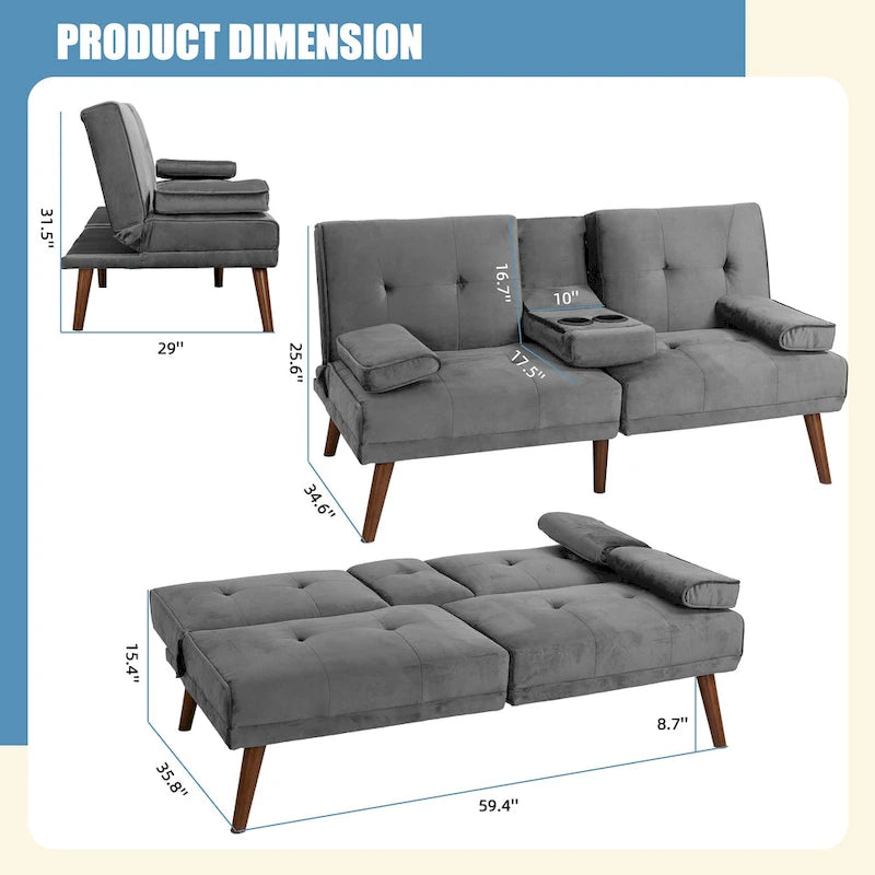 Petit Loveseat, Canapé-lit convertible 3 en 1 mignon