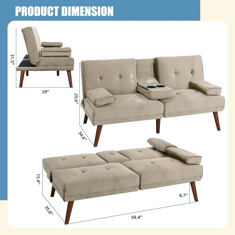 Petit Loveseat, Canapé-lit convertible 3 en 1 mignon