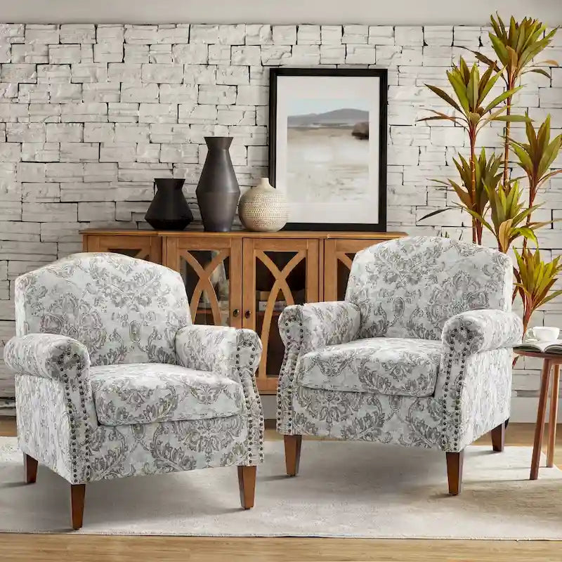 Fauteuils de salon, décorés de rivets