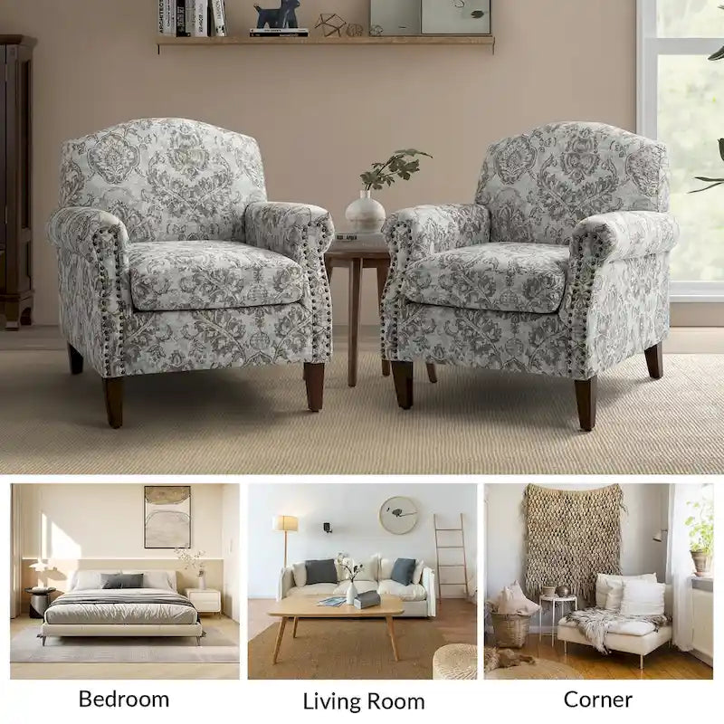 Fauteuils de salon, décorés de rivets