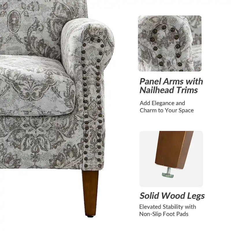 Fauteuils de salon, décorés de rivets