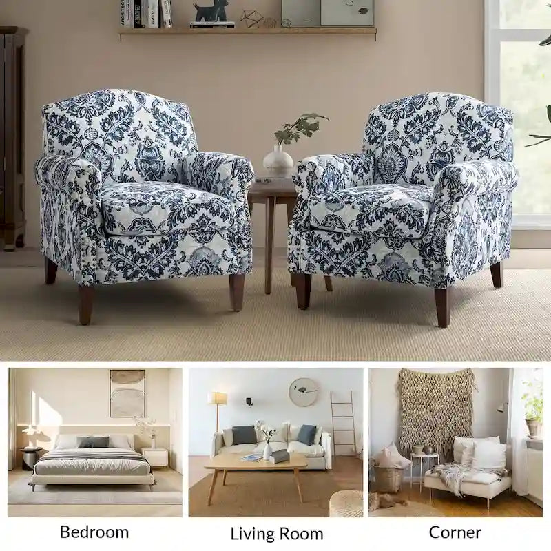 Fauteuils de salon, décorés de rivets