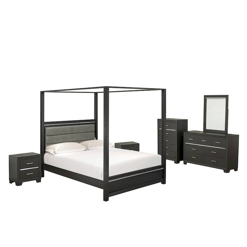 Ensemble de chambre Queen Size avec tête de lit capitonnée (Option pièces)