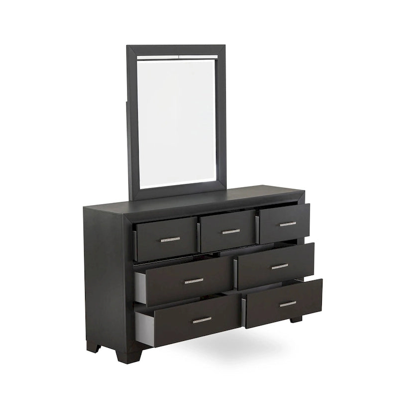 Ensemble de chambre Queen Size avec tête de lit capitonnée (Option pièces)