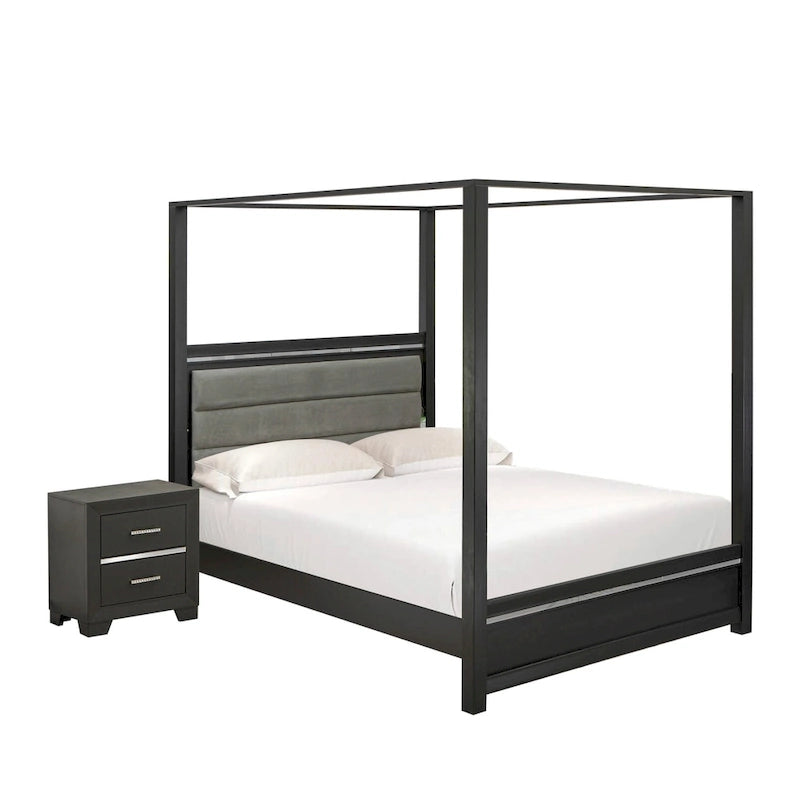 Ensemble de chambre Queen Size avec tête de lit capitonnée (Option pièces)