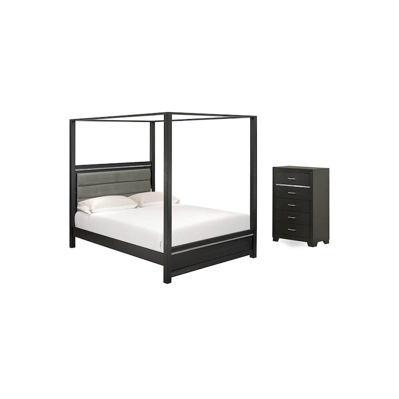 Ensemble de chambre Queen Size avec tête de lit capitonnée (Option pièces)