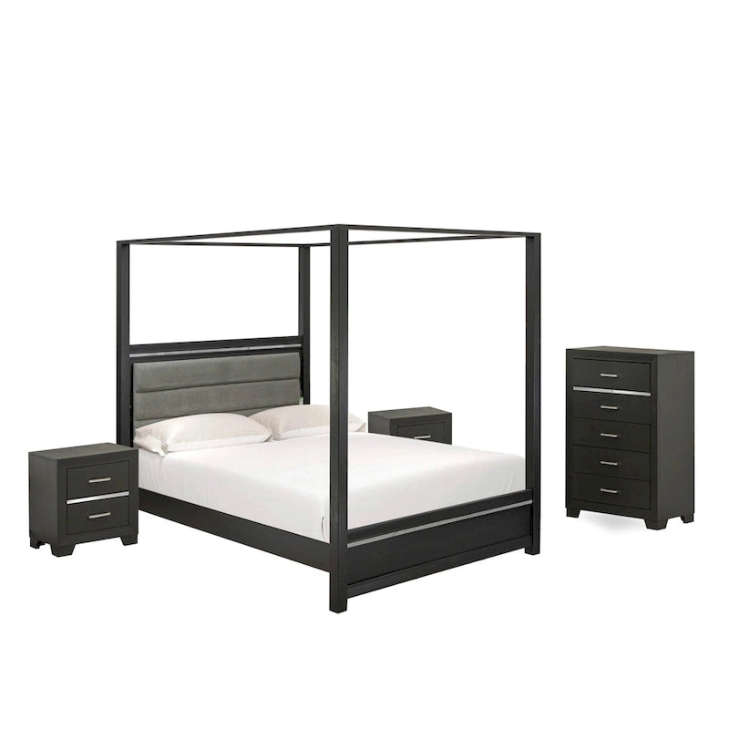 Ensemble de chambre Queen Size avec tête de lit capitonnée (Option pièces)