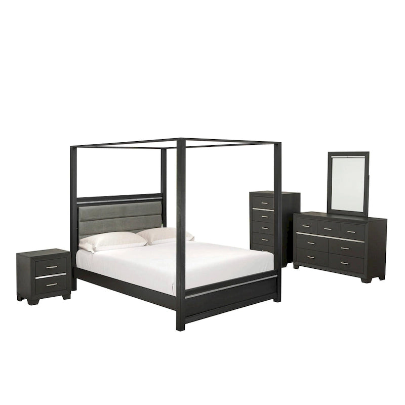 Ensemble de chambre Queen Size avec tête de lit capitonnée (Option pièces)