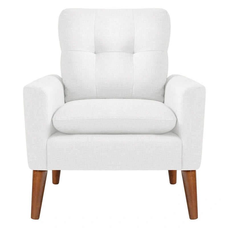 Fauteuil moderne en tissu avec pieds en bois massif — Chaise d'appoint pour salon