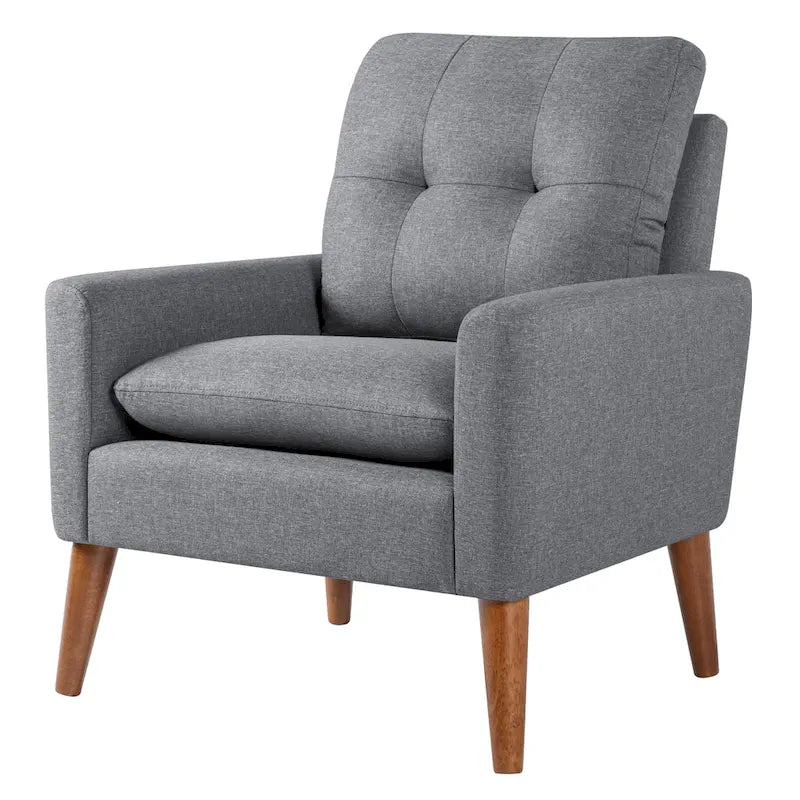 Fauteuil moderne en tissu avec pieds en bois massif — Chaise d'appoint pour salon