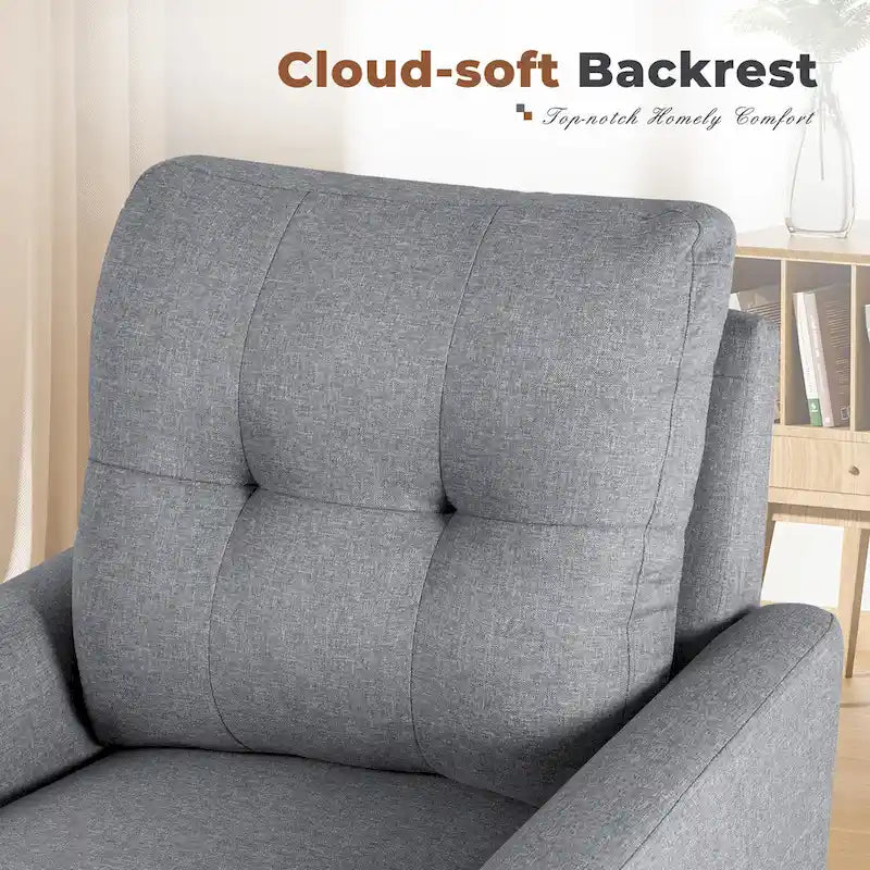 Fauteuil moderne en tissu avec pieds en bois massif — Chaise d'appoint pour salon