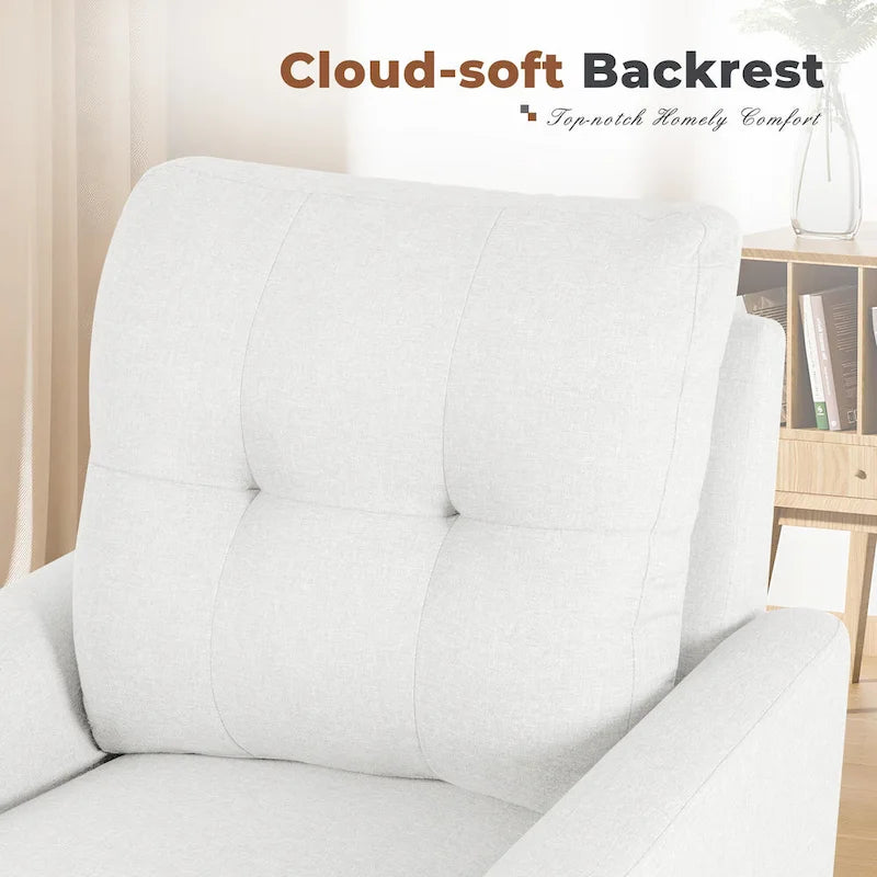 Fauteuil moderne en tissu avec pieds en bois massif — Chaise d'appoint pour salon