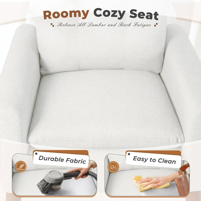 Fauteuil moderne en tissu avec pieds en bois massif — Chaise d'appoint pour salon