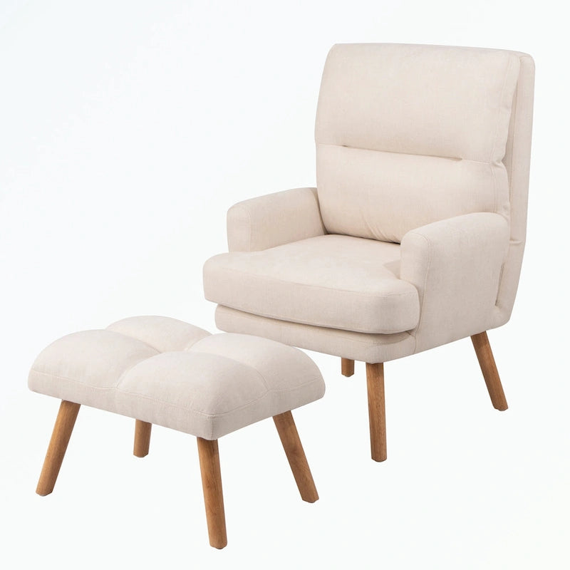 Fauteuil d'appoint avec pouf et dossier réglable