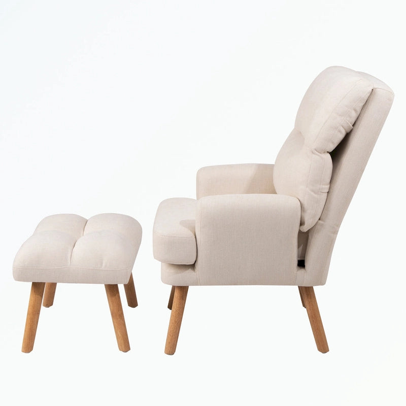 Fauteuil d'appoint avec pouf et dossier réglable