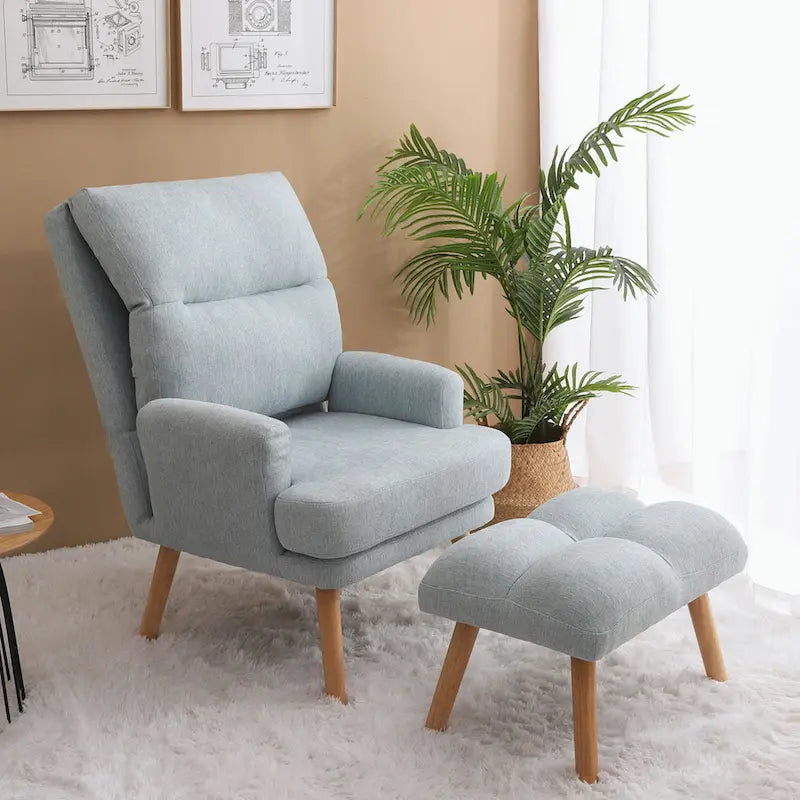 Fauteuil d'appoint avec pouf et dossier réglable