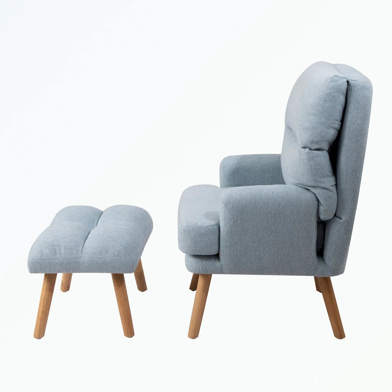 Fauteuil d'appoint avec pouf et dossier réglable