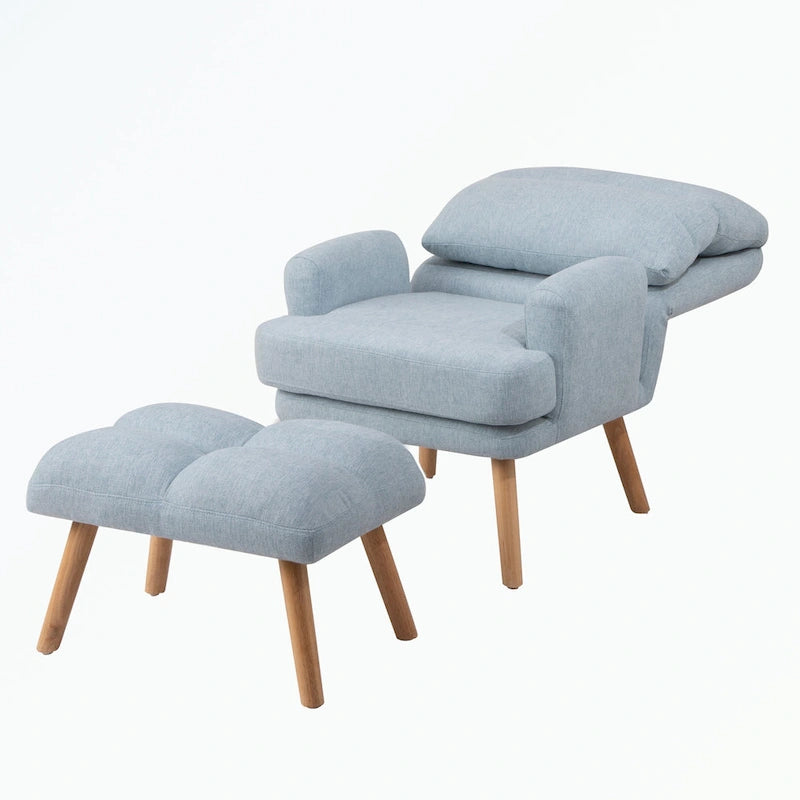 Fauteuil d'appoint avec pouf et dossier réglable