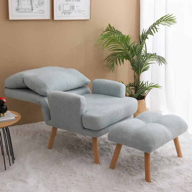 Fauteuil d'appoint avec pouf et dossier réglable