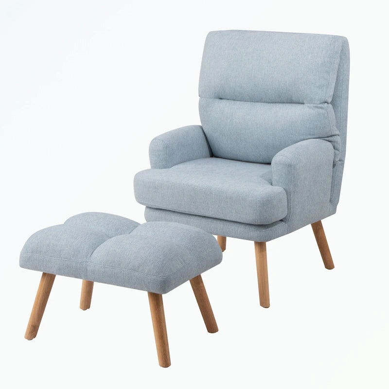 Fauteuil d'appoint avec pouf et dossier réglable