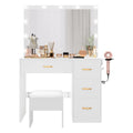 35,4 Table de Maquillage Miroir avec Tabouret et Ampoule