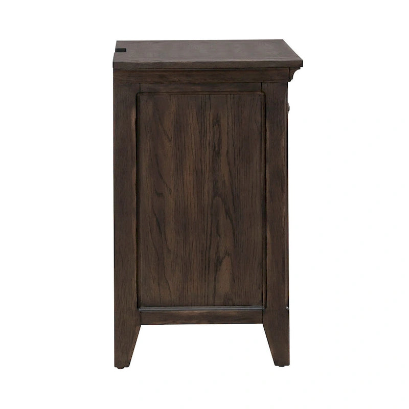 Table de chevet marron selle avec station de charge