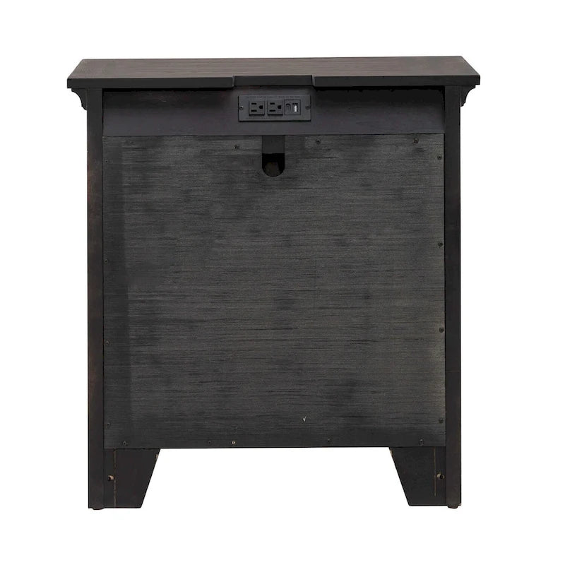 Table de chevet marron selle avec station de charge