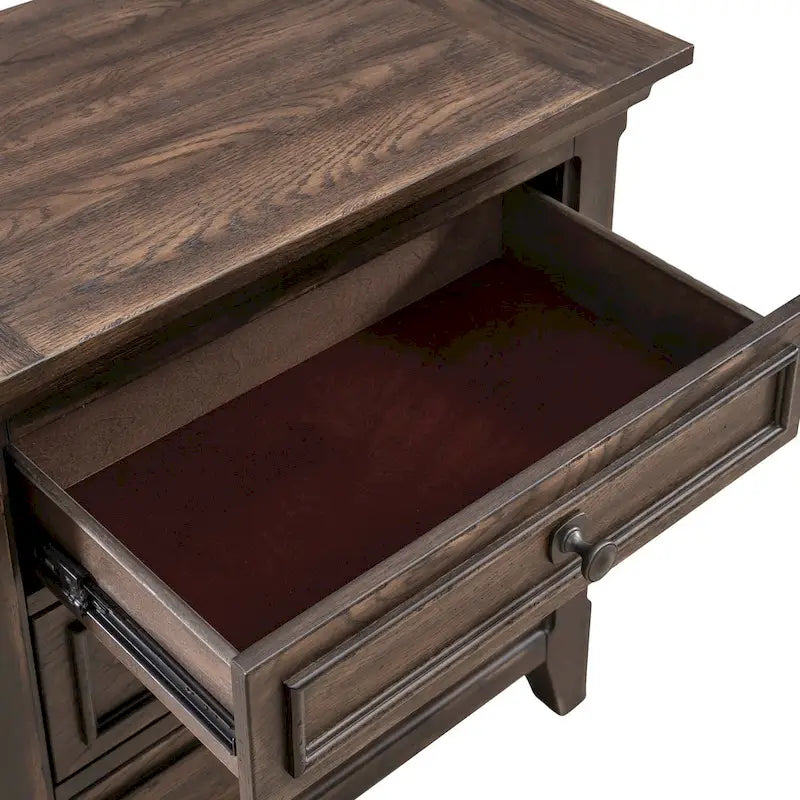 Table de chevet marron selle avec station de charge