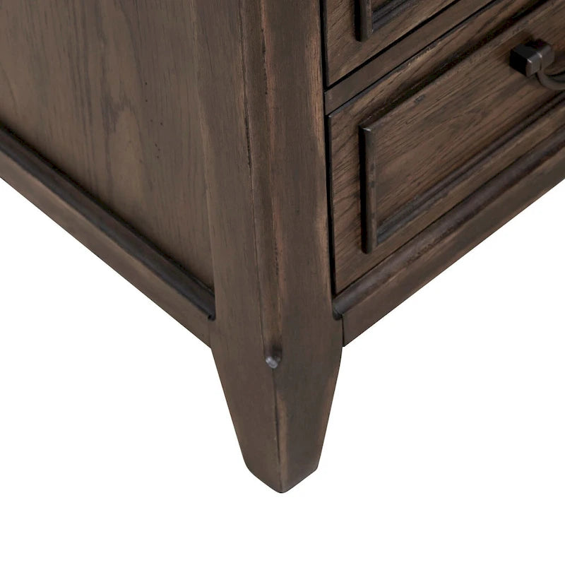 Table de chevet marron selle avec station de charge