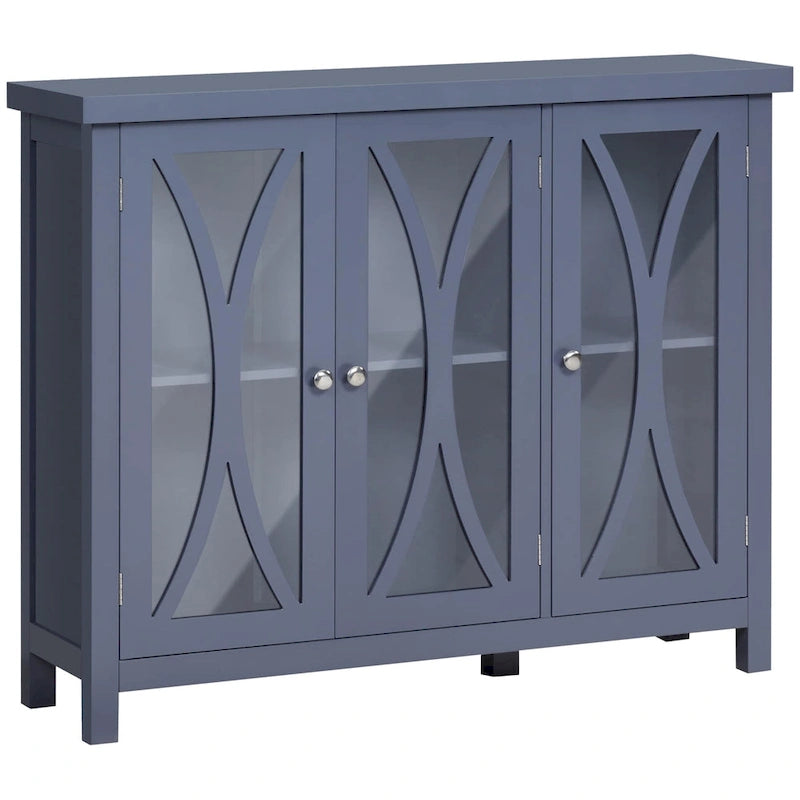 Bahut de cuisine moderne avec meuble de rangement à double porte et portes vitrées