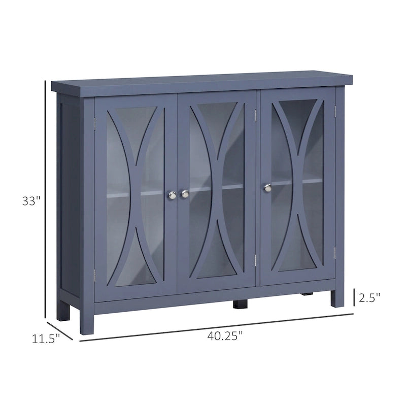 Bahut de cuisine moderne avec meuble de rangement à double porte et portes vitrées