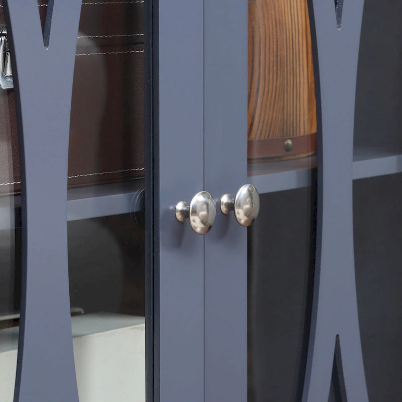 Bahut de cuisine moderne avec meuble de rangement à double porte et portes vitrées